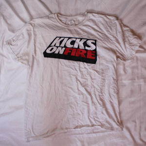 White Kicks on Fire Graphic T-Shirt - XL